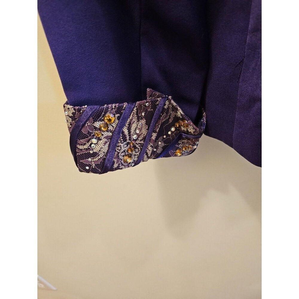 MILANO, PARIS, NY, MILANO Skirt and Jacket Suit Embellished Lace Purple Size 18W - Picture 6 of 15